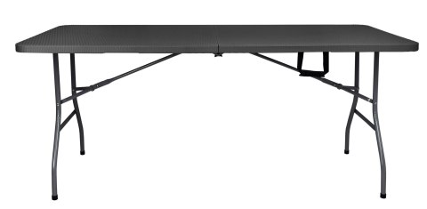 STÓŁ CATERINGOWY RATTAN SKŁADANY W WALIZKĘ - 180 CM SZARY