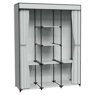 SZAFA TEKSTYLNA Z 8 PÓŁKAMI SONIA Z KURTYNĄ SZARA