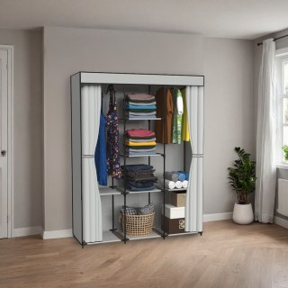 SZAFA TEKSTYLNA Z 8 PÓŁKAMI SONIA Z KURTYNĄ SZARA