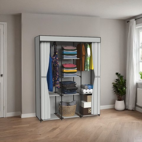 SZAFA TEKSTYLNA Z 8 PÓŁKAMI SONIA Z KURTYNĄ SZARA