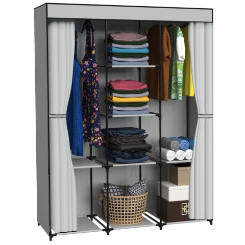 SZAFA TEKSTYLNA Z 8 PÓŁKAMI SONIA Z KURTYNĄ SZARA