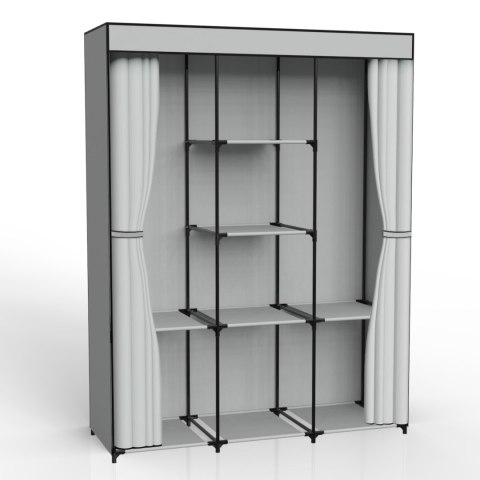 SZAFA TEKSTYLNA Z 8 PÓŁKAMI SONIA Z KURTYNĄ SZARA