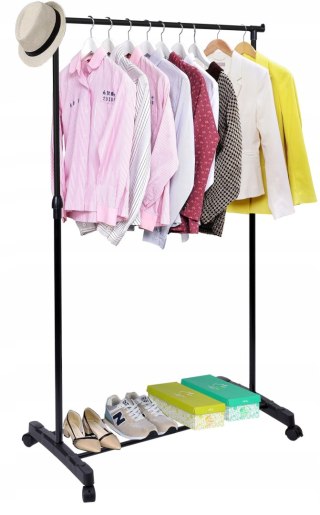 WIESZAK STOJĄCY POJEDYNCZY NA KÓŁKACH BES CZARNY