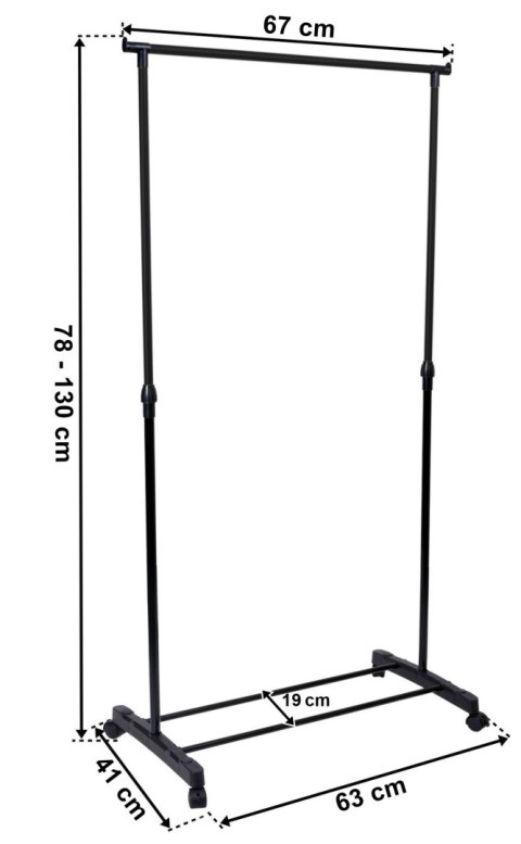 WIESZAK STOJĄCY POJEDYNCZY NA KÓŁKACH BES CZARNY