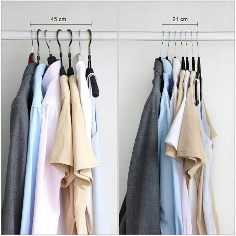 WIESZAK WELUROWY NA UBRANIA MAXI KOMPLET 20 SZTUK - CZARNY