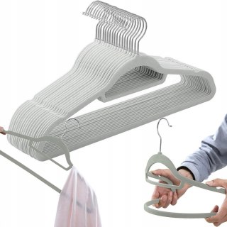 WIESZAK WELUROWY NA UBRANIA MAXI KOMPLET 20 SZTUK - SZARY