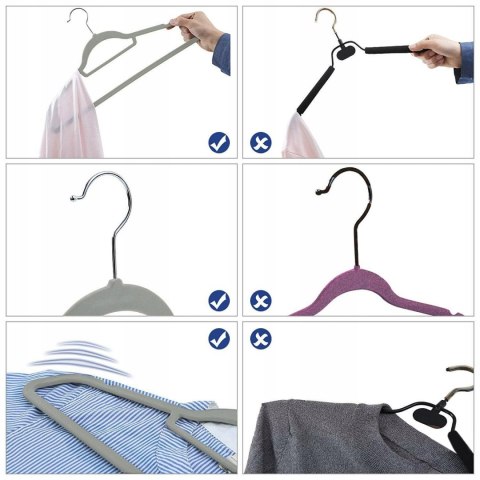 WIESZAK WELUROWY NA UBRANIA MAXI KOMPLET 20 SZTUK - SZARY