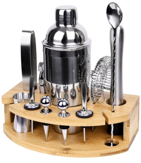 ZESTAW BARMAŃSKI CHESTER CHROMOWANY 12 ELEMENTÓW