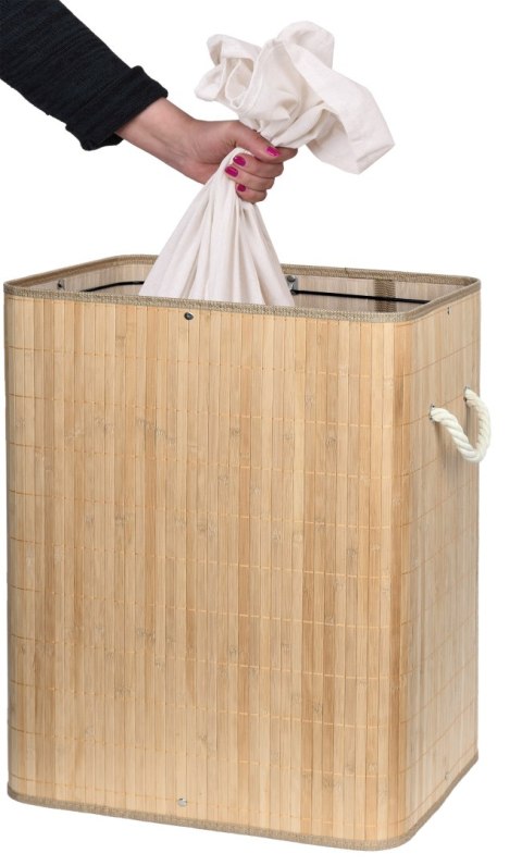 KOSZ BAMBUSOWY POJEMNIK NA PRANIE SOREN 2 KOMORY NATURAL