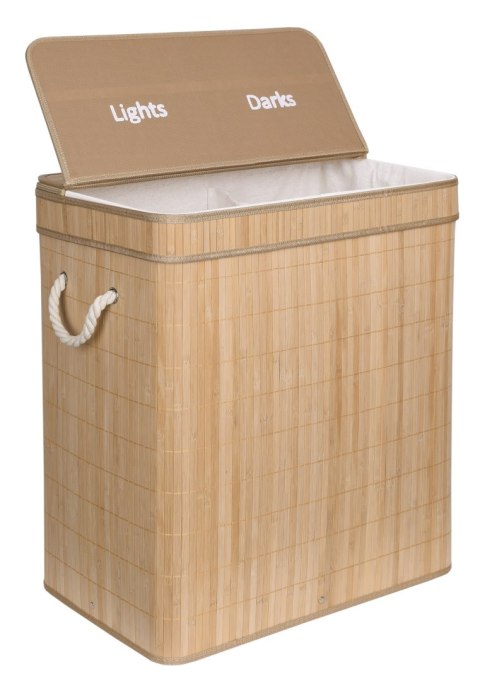 KOSZ BAMBUSOWY POJEMNIK NA PRANIE SOREN 2 KOMORY NATURAL