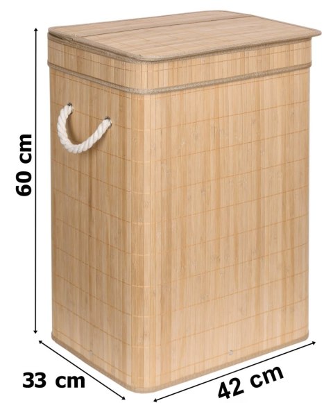 KOSZ NA PRANIE BAMBUSOWY Z POKRYWĄ SOREN 80L NATURAL