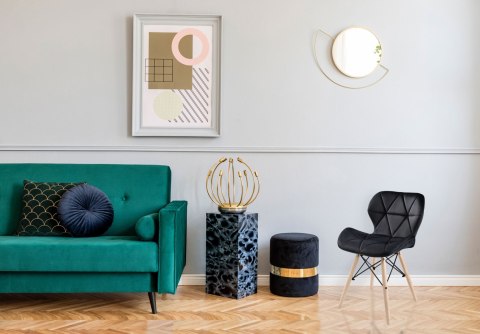 KRZESŁO TAPICEROWANE MURET VELVET - AKSAMITNY CZARNY