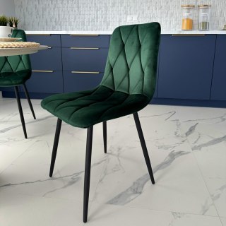 KRZESŁO WELUROWE TAPICEROWANE MADISON VELVET CIEMNOZIELONE