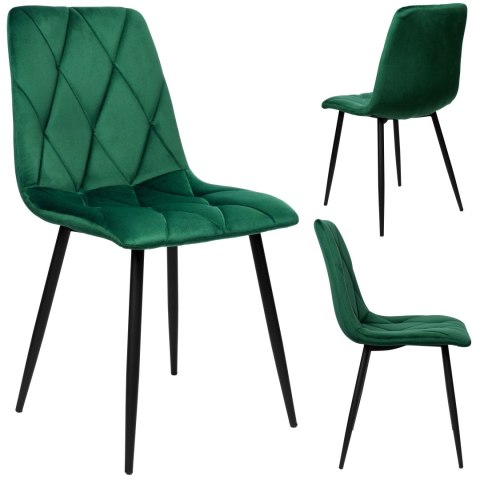 KRZESŁO WELUROWE TAPICEROWANE MADISON VELVET CIEMNOZIELONE