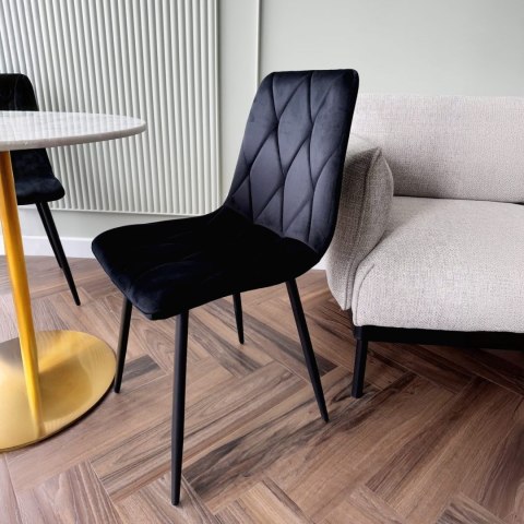 KRZESŁO WELUROWE TAPICEROWANE MADISON VELVET CZARNE