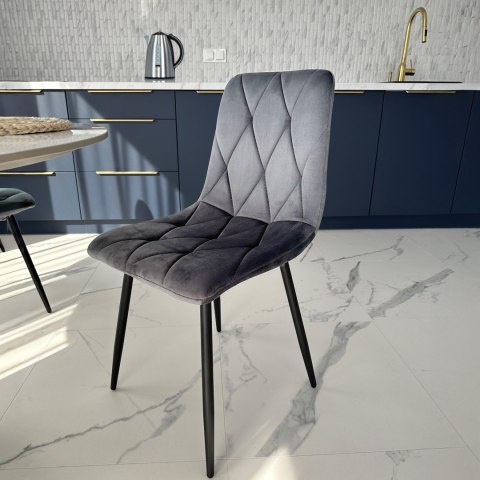 KRZESŁO WELUROWE TAPICEROWANE MADISON VELVET GRAFITOWE