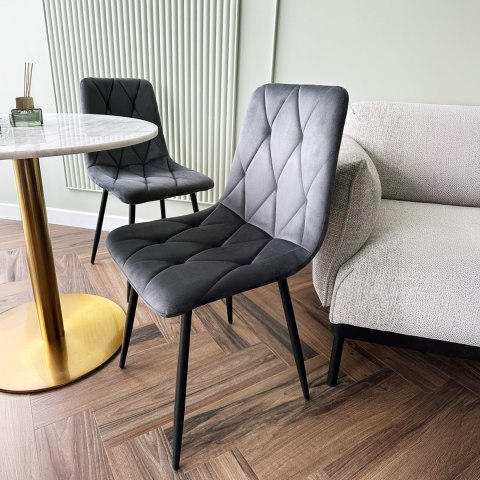 KRZESŁO WELUROWE TAPICEROWANE MADISON VELVET GRAFITOWE