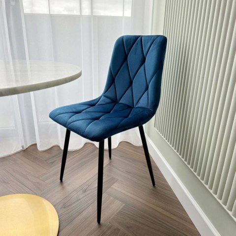 KRZESŁO WELUROWE TAPICEROWANE MADISON GRANATOWE VELVET