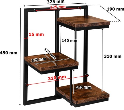 KWIETNIK WISZĄCY CZARNY ORKUS RUSTIC POSTARZANY DĄB