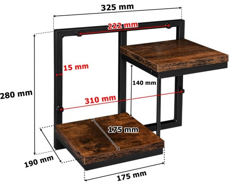 KWIETNIK WISZĄCY CZARNY REMUS RUSTIC POSTARZANY DĄB