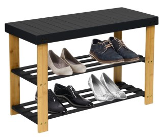 ŁAWKA REGAŁ NA BUTY MILOS Z PÓŁKAMI- CZARNY