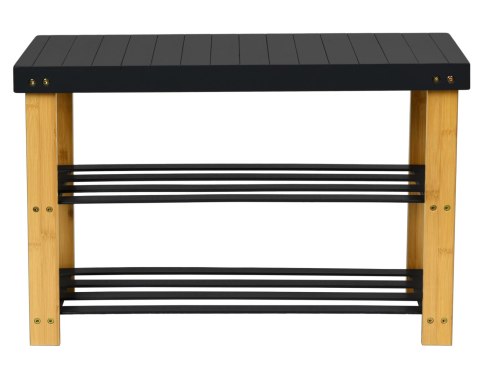 ŁAWKA REGAŁ NA BUTY MILOS Z PÓŁKAMI- CZARNY