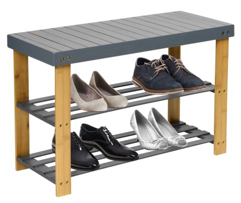 ŁAWKA REGAŁ NA BUTY MILOS Z PÓŁKAMI- SZARY