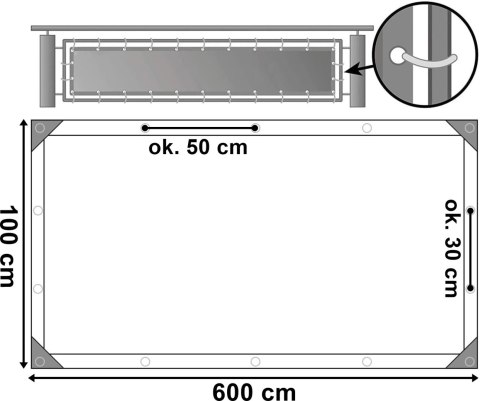 OSŁONA MATA BALKONOWA SZARA 1X6 M