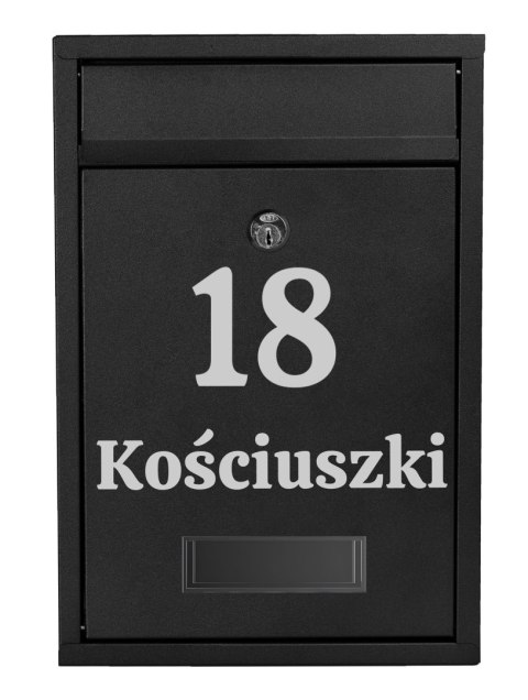 SKRZYNKA POCZTOWA NA LISTY GUSTAV CZARNA Z NAPISAMI