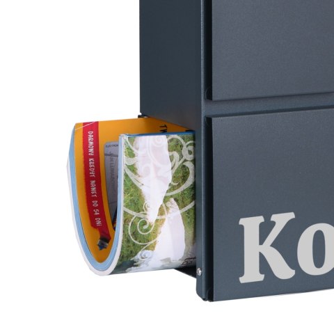 SKRZYNKA POCZTOWA NA LISTY VIDAR ANTRACYT Z NAPISAMI