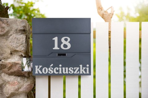 SKRZYNKA POCZTOWA NA LISTY VIDAR ANTRACYT Z NAPISAMI