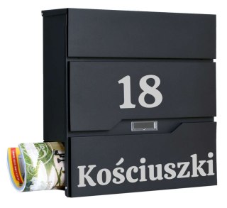 SKRZYNKA POCZTOWA NA LISTY VIDAR CZARNA Z NAPISAMI