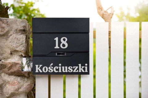 SKRZYNKA POCZTOWA NA LISTY VIDAR CZARNA Z NAPISAMI
