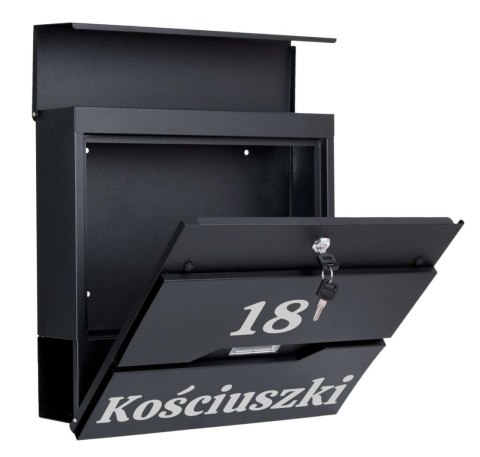 SKRZYNKA POCZTOWA NA LISTY VIDAR CZARNA Z NAPISAMI