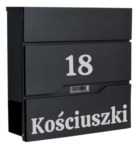 SKRZYNKA POCZTOWA NA LISTY VIDAR CZARNA Z NAPISAMI