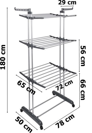 SUSZARKA ROZKŁADANA NA KÓŁKACH SONORA SZARA