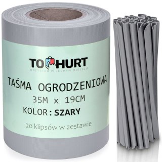 TAŚMA OGRODZENIOWA 19 CM X 35 M SZARA OSŁONA