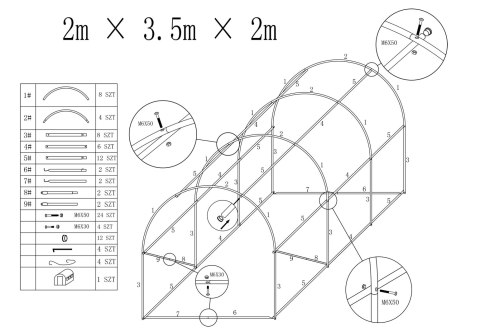TUNEL FOLIOWY - SZKLARNIA OGRODOWA AUREA 2X3,5M TUNEL FOLIOWY - SZKLARNIA OGRODOWA AUREA 2X3,5M