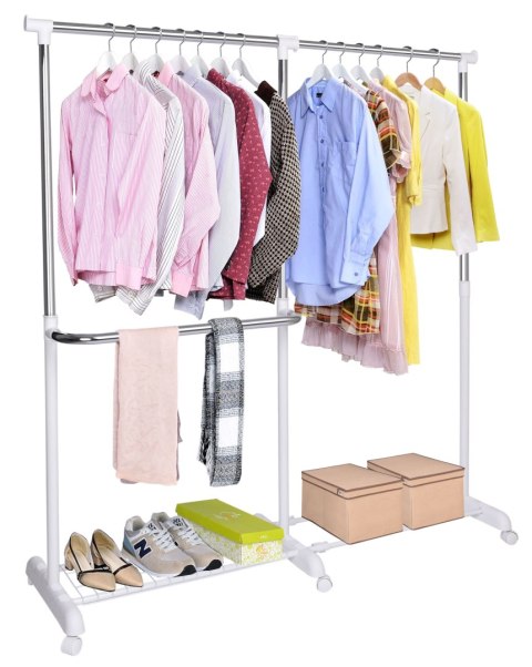 WIESZAK MOBILNY NA KÓŁKACH STOJĄCY RUFO BIAŁY