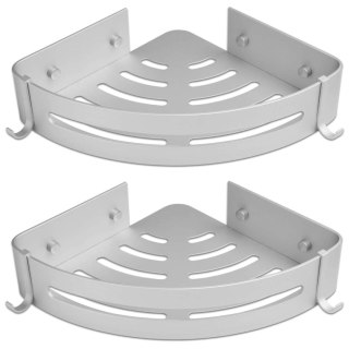 ZESTAW 2 PÓŁEK ŁAZIENKOWYCH NAROŻNYCH MYZEA SREBRNA