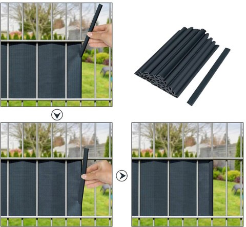 KLIPSY DO MONTAŻU TAŚMY OGRODZENIOWEJ 450 G/M2 20 SZTUK GRAFITOWE