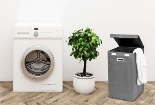 KOSZ NA PRANIE TEKSTYLNY 60L Z POKRYWĄ EGER ANTRACYT