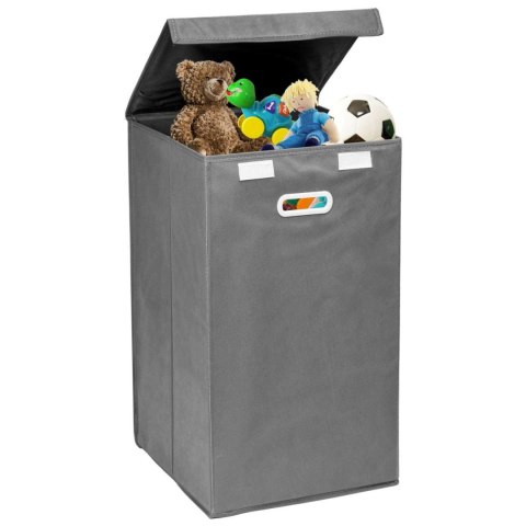 KOSZ NA PRANIE TEKSTYLNY 60L Z POKRYWĄ EGER ANTRACYT