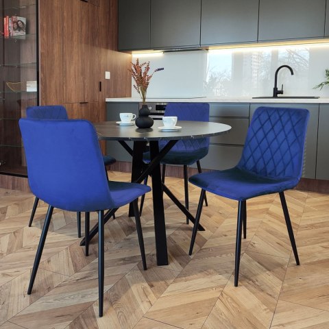 KRZESŁO TAPICEROWANE DEXTER VELVET GRANATOWY