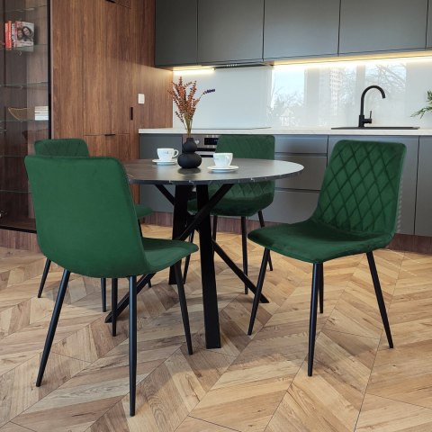 KRZESŁO TAPICEROWANE DEXTER CIEMNOZIELONE VELVET