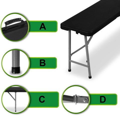 ŁAWKA CATERINGOWA SKŁADANA 180 CM CZARNA