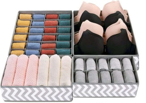 ORGANIZERY SKUFF SZARO-BIAŁE KOMPLET 4 SZTUK