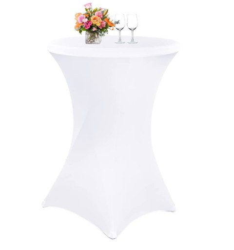 POKROWIEC NA STOLIK KOKTAJLOWY BIAŁY 80 CM