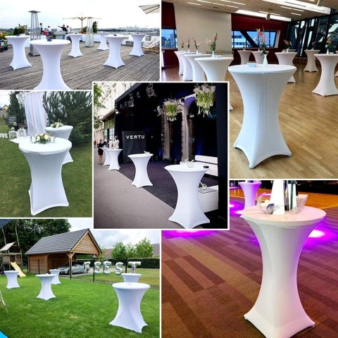 POKROWIEC NA STOLIK KOKTAJLOWY BIAŁY 80 CM