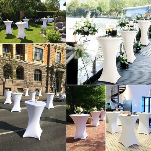 POKROWIEC NA STOLIK KOKTAJLOWY BIAŁY 80 CM